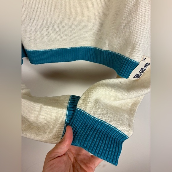 Free People Into the Blue Wool Blend Crop Sweater in Tropical Blue Combo Medium - Picture 10 of 12